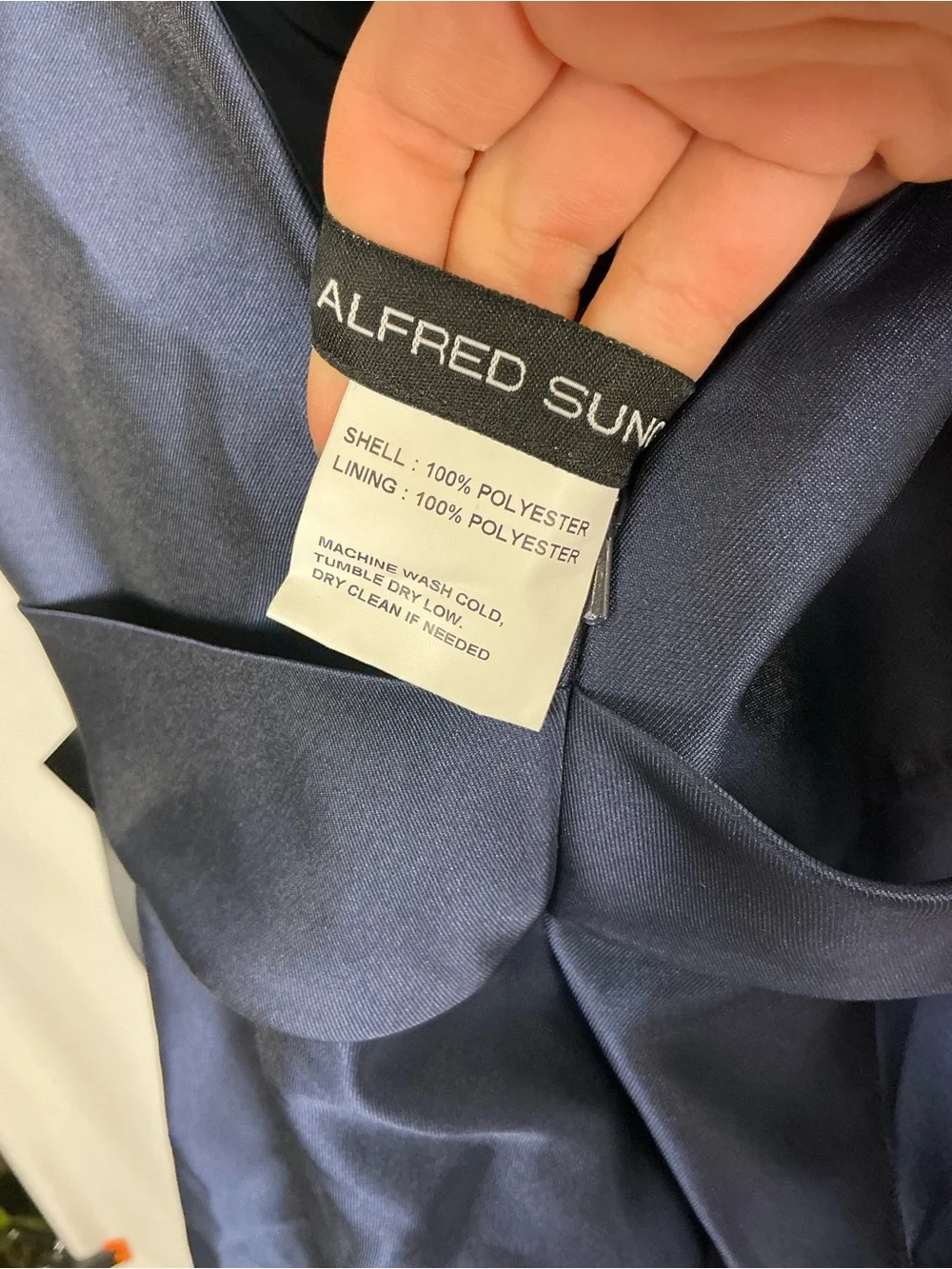 ALFRED SUNG Midnight Navy Jewel-Neck V-Back Satin Maxi Dress - Picture 5 of 6